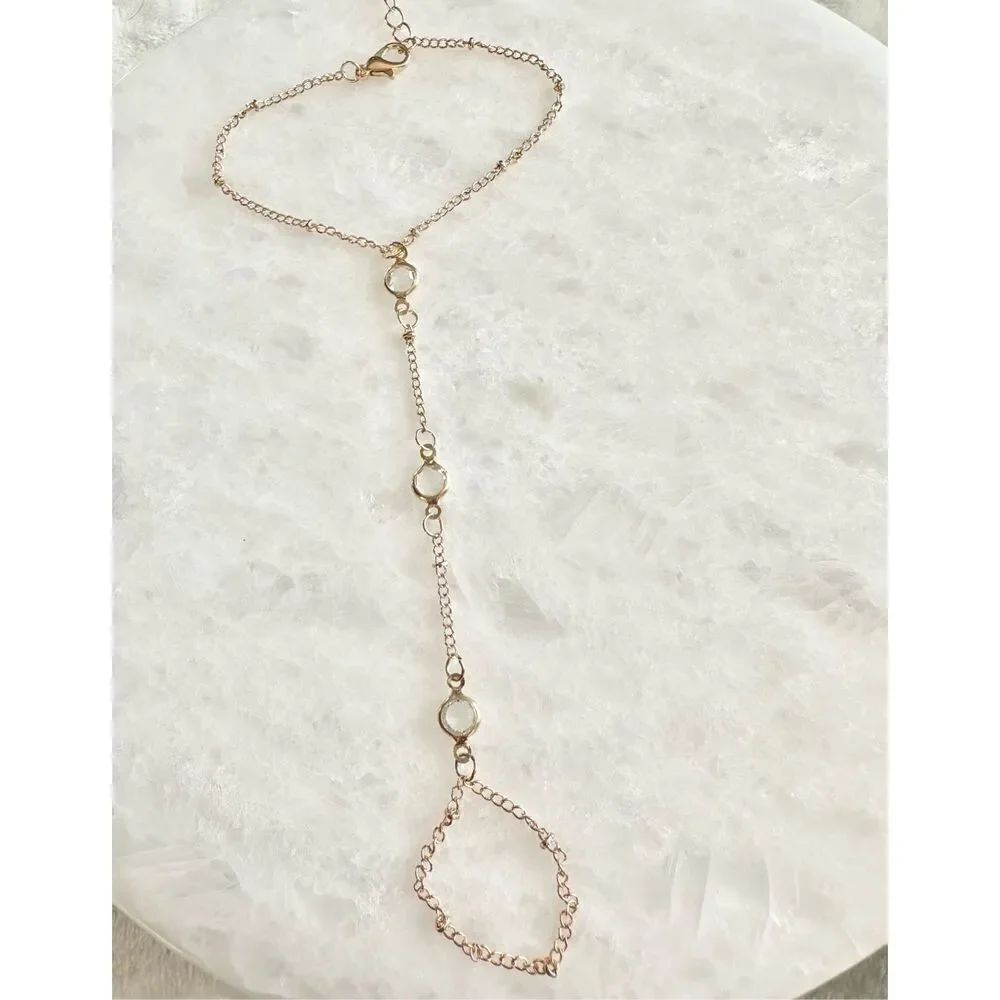 Gold color finger boho chain bracelet
